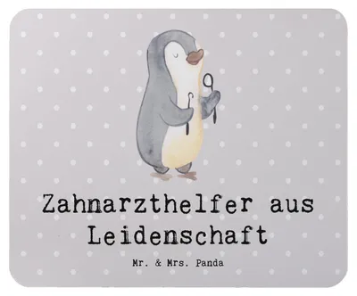 Produktbild von Mr. & Mrs. Panda Mauspad Zahnarzthelfer Leidenschaft - Grau Pastell - Geschenk, laptop, mousematte, Mousepad, Mouse Pad, pc