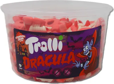 Produktbild von Trolli Dracula Schaumzucker und Fruchtgummi Gebisse Mini 1050g