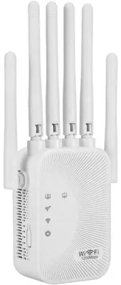 Obrázek produktu pro WLAN repeater, zesilovač Wi-Fi, výkonný Wi-Fi repeater se 6 výkonnými anténami, gigabitový ethernetový port, kompatibilní s internetovými routery