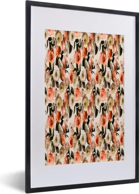 Produktbild von MuchoWow® MuchoWow® Gerahmtes Poster Blumen - Rosen - Farben 40x60 cm - Poster mit zchwarzem Bilderrahmen - Poster in Rahmen