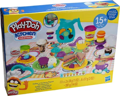 Produktbild von Play-Doh Kinderknete Kaffee- Teeparty mit Knetwerkzeugen, Knete, Spielset