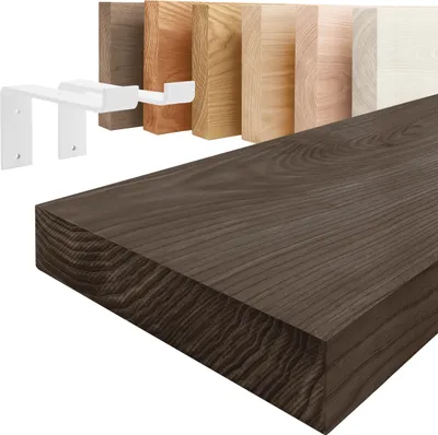 Produktbild von LAMO Manufaktur Wandregal Holz Gerade  |  Regal Farbe: Schwarz | mit weißem Original Regalträger | 160 cm