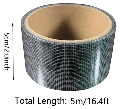 Imagen del producto de Cinta adhesiva para reparación de mosquiteras, 5 cm x 5 m, color gris, para puertas y ventanas