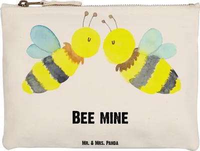 Produktbild von Mr. & Mrs. Panda Mäppchen Biene Liebe Grösse XL Große - Weiß - Geschenk, Kosmetiktasche, pencil case, Federtasche, Kulturtasche, kosmetiktäschchen