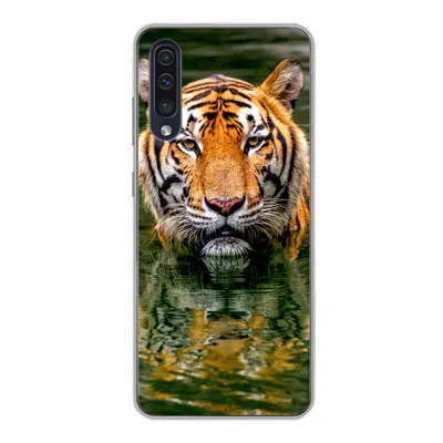 Produktbild von MuchoWow® Handyhülle Schutzhülle Hülle für Samsung Galaxy A30s Tiger - Wasser - Spiegelung Silikon Softcase Handy Hülle - Karteninhaber