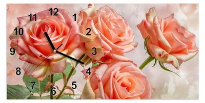 Produktbild von Wanduhr aus Glas mit Motiv Rosen Bouquet- 60 x 30 cm - inkl. Aufhängesystem