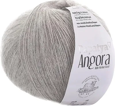 Papatya Angora Style Strickgarn mit Merino in Grau meliert – 550m/100g Häkelgarn.