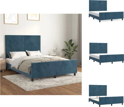 Obrázek produktu pro vidaXL Postel s čelem tmavě modrá 140x200 cm samet - Postele a válendy