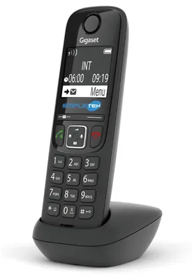 Produktbild von Gigaset AS690HX, Analoges/DECT-Telefon, Kabelloses Mobilteil, Freisprecheinrichtung, 150 Eintragungen, Anrufer-Identifikation, Schwarz