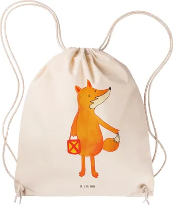 Produktbild von Mr. & Mrs. Panda Beutel Fuchs Laterne - Transparent - Geschenk, wander rucksack, stoff, Aufmuntern, Sankt Martin, Sportbeutel, Selbstbewusst, Jutebeutel, Turnbeutel