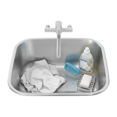 Produktbild von Waschbrett-Waschbecken mit Wasserhahn 50*45*20cm Edelstahl