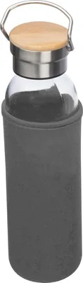 Produktbild von Flasche aus Glas mit Neoprenüberzug / 600ml / Neoprenfarbe: grau