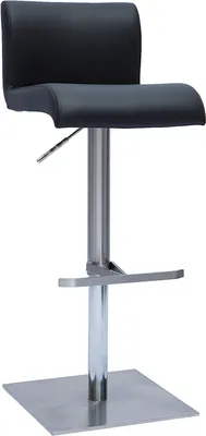 Produktbild von Miliboo - Design-Barhocker höhenverstellbar schwarz gebürsteter Edelstahl SHEINA
