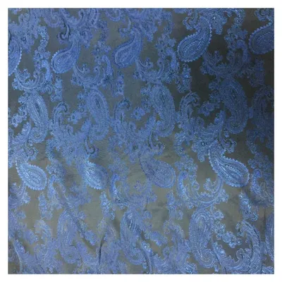 Produktbild von Paisley Jacquard Futterstoff | Vorhangfutter und Polstermaterial zum Nähen | Ideal zum Drapieren, Jacken und Röcke | Paisley Design Stoff Meterware (Blau, Muster 10x10cm)