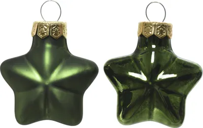 Produktbild von Christbaumschmuck Sterne 4cm Glas 12 Stück - Piniengrün