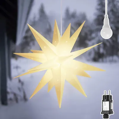 Image de Étoile de Noël lumineuse - 60 cm - 3D - Blanc chaud - Pour extérieur