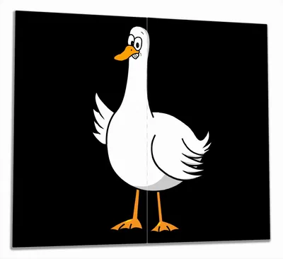 Produktbild von Wallario Herdabdeckplatte aus Glas, Größe 60 x 52 cm 2-teilig, Motiv Comic-Gans