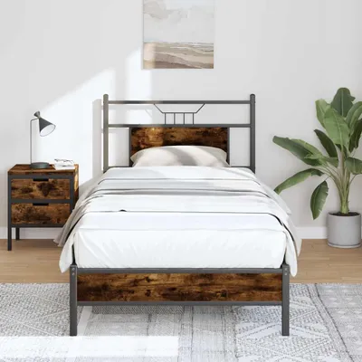 Produktbild von Bettgestell ohne Matratze Räuchereiche 90x200 cm Holzwerkstoff - Klassische Betten