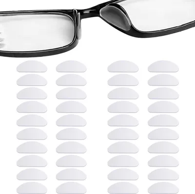 Produktbild von 20 Paar Nasenpads Silikon, Selbstklebende Dünne Rutschfeste Nasenpads Brille, Anti-Rutsch Brille Nasen Pad, Brillenpolster Nase Weiche Brillenpads, Nasenpads für Brillen Sonnenbrillen (Klar)