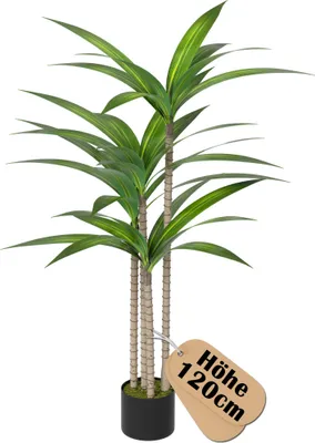 Produktbild von UISEBRT Künstlicher Brasilianischer Eisenbaum 120cm, Große Kunstpflanze im Topf für Wohnzimmer, Schlafzimmer, Deko Zuhause, realistisch & dekorativ
