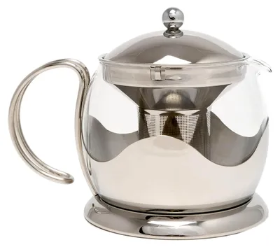 Produktbild von Teekanne aus Glas für losen Tee mit Sieb, 1 L, Silber
