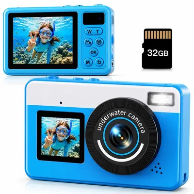 Produktbild von Unterwasserkamera 4K 48MP, 10FT wasserdicht, Dual-Screen, Autofokus, 18X Zoom, 32GB – Wasserdichte Digitalkamera für Kinder, Teens & Schnorcheln