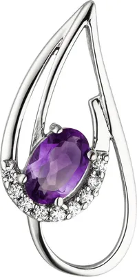 Produktbild von Anhänger Tropfen mit Amethyst lila violett & 9 Zirkonia 333 Gold Weißgold Damen