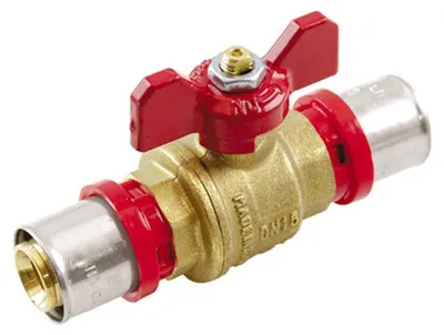 Productafbeelding van Kogelkraan met vlinderhendel voor meerlaagsbuis TIEMME, diameter 20 x 20 mm