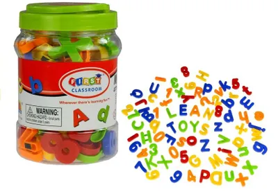 Obrázek produktu pro Sada magnetických písmen a číslic v dóze 78 kusů.