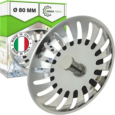 Imagen del producto de Tapón de desagüe de acero inoxidable, de 80 mm de diámetro, universal, para la cocina