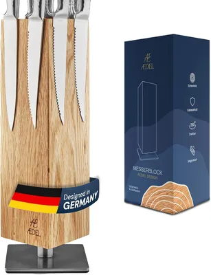 Image de Bloc à couteaux pour 4 couteaux, en bois de chêne, pour la cuisine