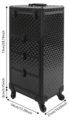 Image de Chariot de rangement pour salon - Coffret de maquillage - Chariot de rangement - Organisateur de cosmétiques - Chariot de beauté - Noir - Aluminium durable