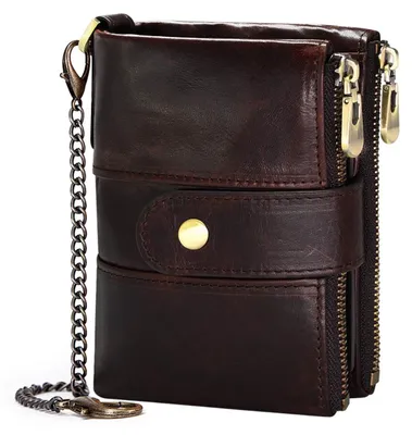 Imagen del producto de Cartera de cuero genuino para hombre, con protección RFID