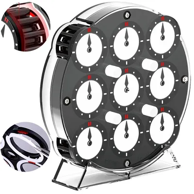 Produktbild von Chuanshi Magnetische Doppelseiten-Uhr, Logikspiel, 9 Ziffernplatten pro Seite, 4 Magneträder, 10×10×1,7 cm, Denkspiel für Kinder & Erwachsene