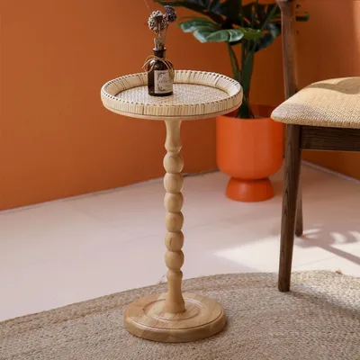Produktbild von Runde Rattan Beistelltisch für Kleine Räume