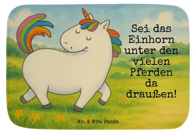 Produktbild von Mr. & Mrs. Panda Badteppich Einhorn Stolzieren Design - Weiß - Geschenk, Badvorleger, Reiten, Stolz, Badezimmer Matte, Badematte, Duschvorleger, Einhörner, Unicorn, Pferd