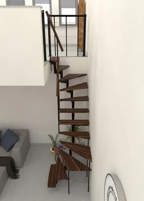 Produktbild von Minka Mittelholmtreppe Joker Turn 180° 187 - 304cm Geschosshöhe Walnuss Schwarz