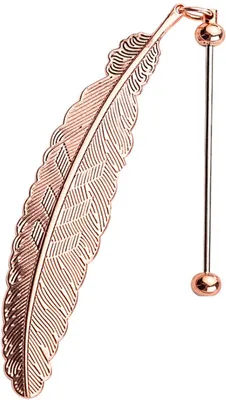 Produktbild von Lesezeichen mit Feder – Lesezeichen – Metall – Dankeschön-Geschenk – Kleine Geschenke – Weihnachtsgeschenk – Geschenk für Bücherliebhaber – Roségold