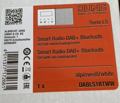 Obrázek produktu pro JUNG Smart Radio DABLS1BTWW DAB+ m. Bluetooth -Set Mono