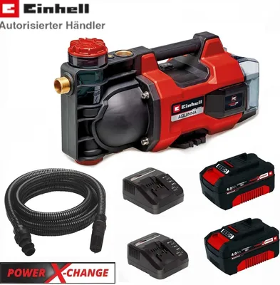 Produktbild von Einhell Gartenpumpe AQUINNA 36/34 (2x 18V) ECO - Akkus 4 Ah + Saugschlauch
