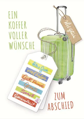 Produktbild von Abschied DIN-A4 XXL große Karte mit Umschlag Zum Abschied ein Koffer voller Wünsche