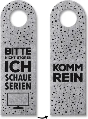 Produktbild von Bitte nicht stören, ich schaue Serien oder Komm rein Türhänger in Grau Fernseher