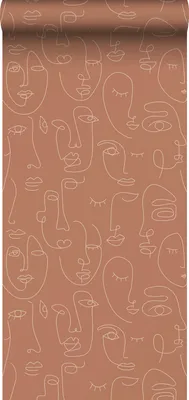 Obrázek produktu pro ESTAhome tapety line art faces terracotta - 139375 - 50 x 900 cm