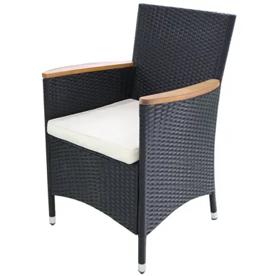 Immagine prodotto di Sedie da Giardino 2 pz con Cuscini in Polyrattan Nere