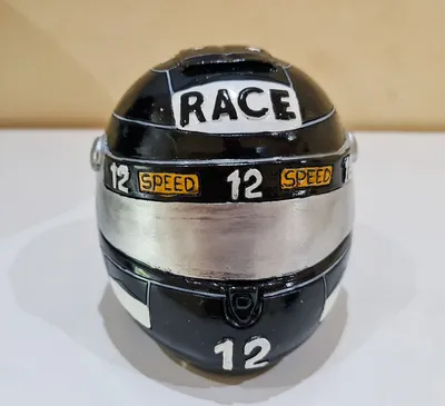 Produktbild von Spardose Motorradhelm 14 cm Sparschwein Sparkasse Motorrad Helm Rennen schwarz