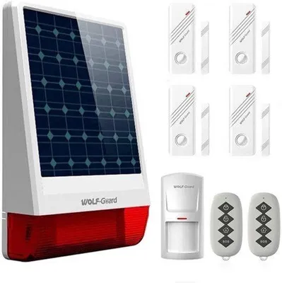 Obrázek produktu pro Solární alarm pro venkovní použití, zabezpečení proti krádeži, s sirénou a osvětlením, 120 dB