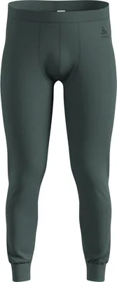 Dunkelgrüne Odlo Natural Merino 200 Base Layer Tights mit elastischem Bund und Bündchen am Beinabschluss