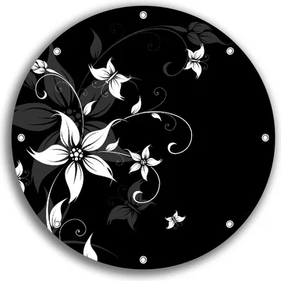 Produktbild von Wallario rundes Outdoor-Poster für Garten oder Balkon, Motiv Blumenranke in Schwarz-Weiß, 30 cm Durchmesser