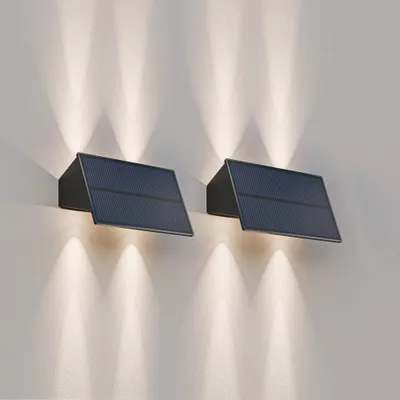 Produktbild von hoftronic Solar-Wandleuchte Roby 1,5W 3000K Up & Downlight Schwarz 2er Set