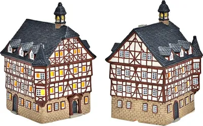 Produktbild von Wurm - Lichthaus Windlicht Handbemalt Rathaus Grünberg Porzellan (B/H/T) 14x22x15cm